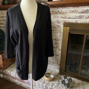 J•JILL Black 3/4 Sleeve V-Neck Cardigan - 1X